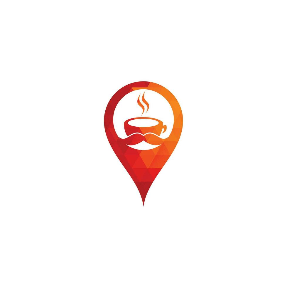 Ilustración de vector de logotipo de concepto de forma de pin de mapa de cafetería. vector del emblema del logotipo de la cafetería. logotipo de la cafetería mr.