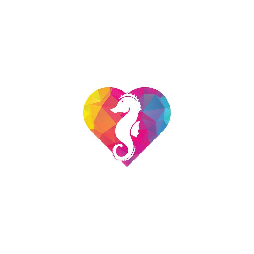 Sea Horse heart shape concept vector logo design
