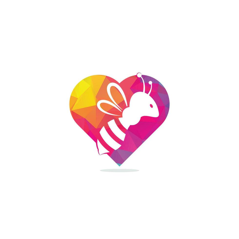 Bee Logo design Concept for honey package design. Bee heart shape concept Logo Template vector design.