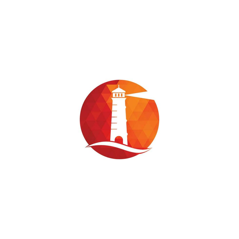 Lighthouse vector logo design. Waves Lighthouse icon logo design vector template illustration.