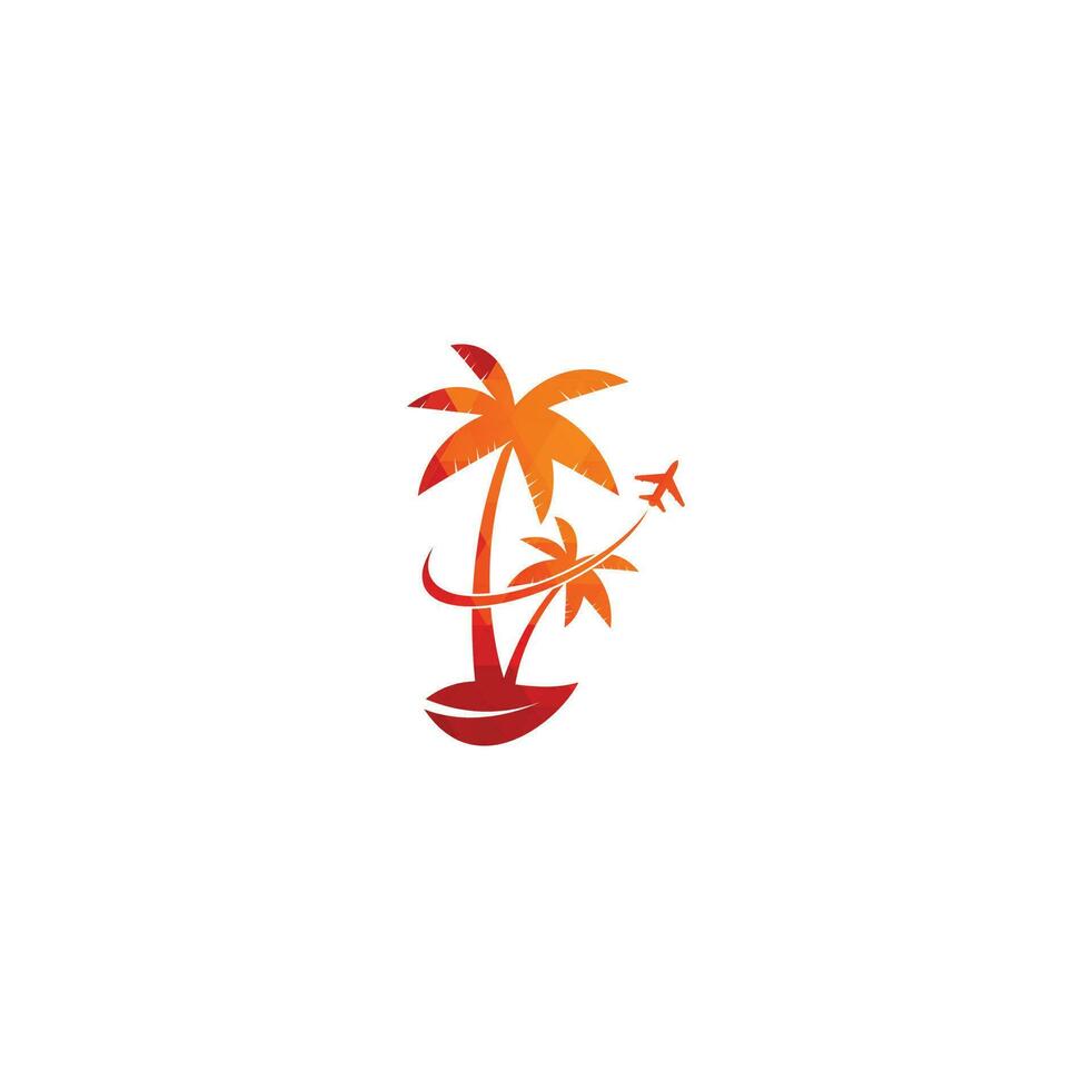 Beach travel logo icon design. Travel logo template. Palm Tree With ocean wave logo template vector. vector