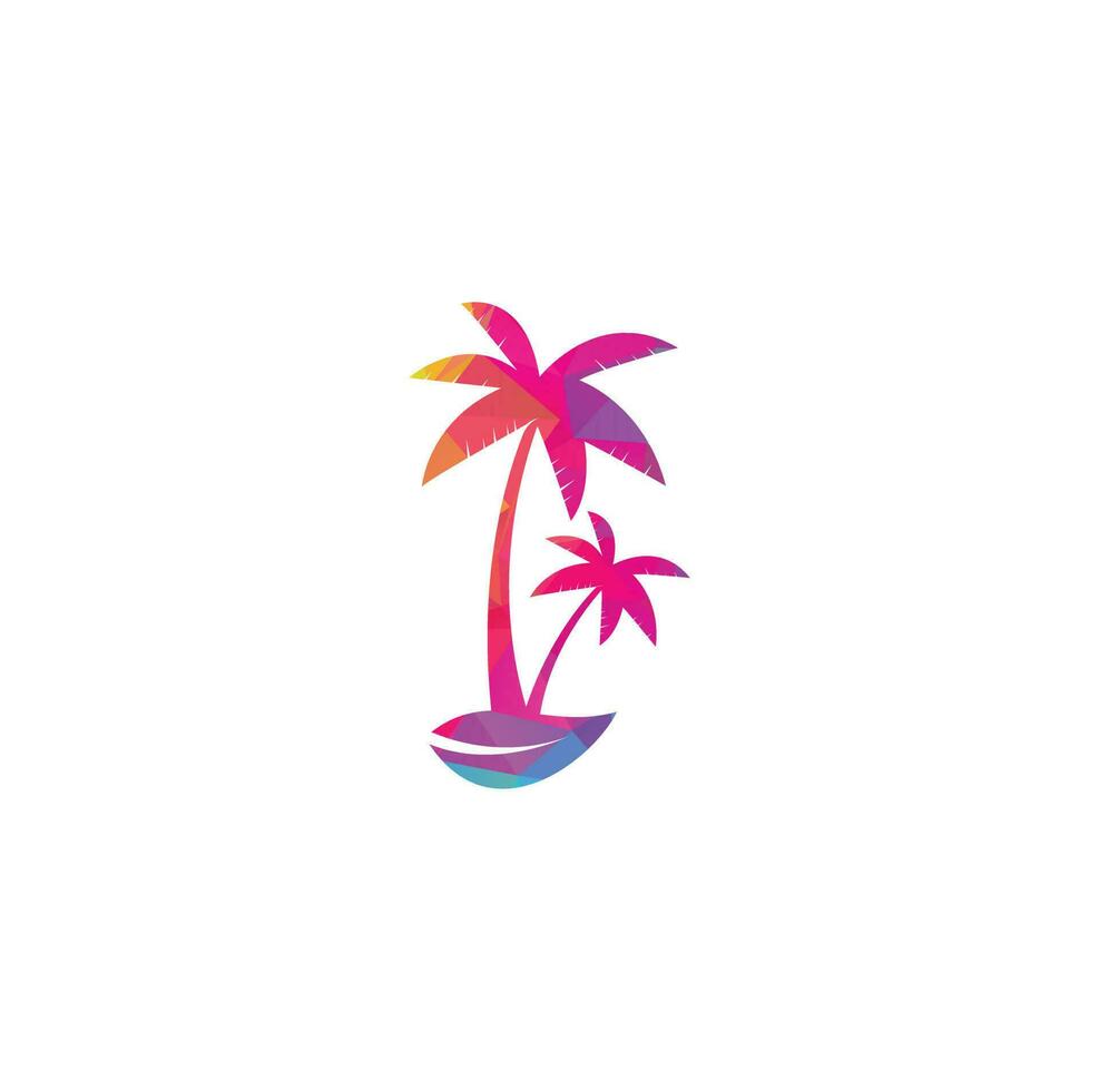 Tropical beach and palm tree logo design. Creative simple palm tree vector logo design. Beach logo. Beach palm tree logo