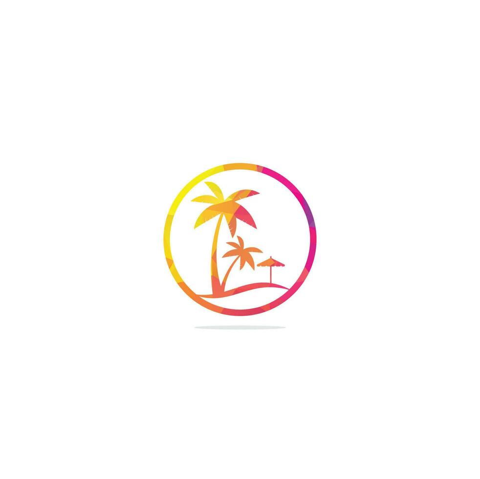 Beach logo design template. summer logo designs. Tropical beach and palm tree logo design. vector