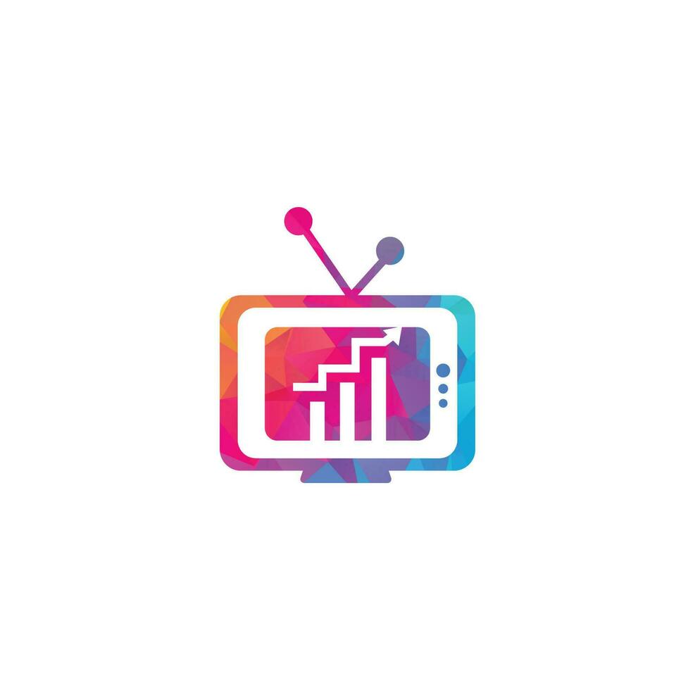 plantilla de diseño de logotipo de tv de finanzas. Ilustración de vector de diseño de logotipo de gráfico de tv. combinación de gráfico y logo de tv.