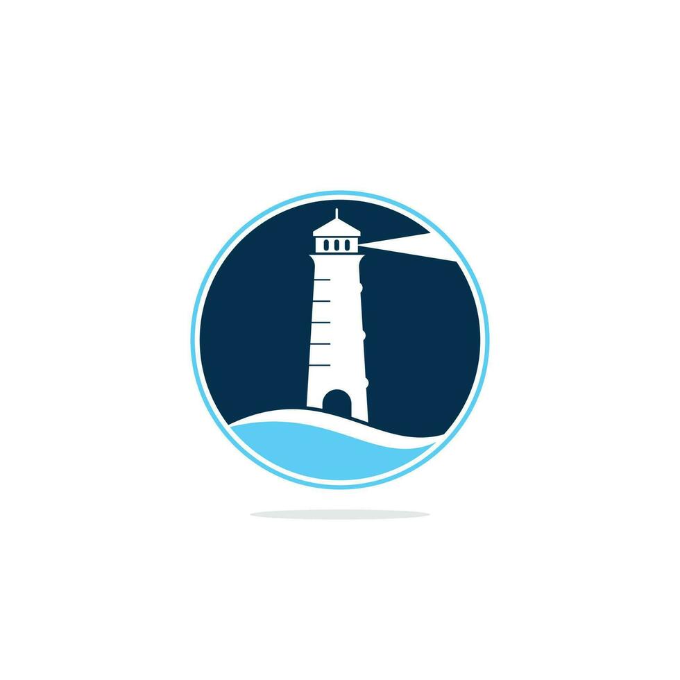 Lighthouse vector logo design. Waves Lighthouse icon logo design vector template illustration.