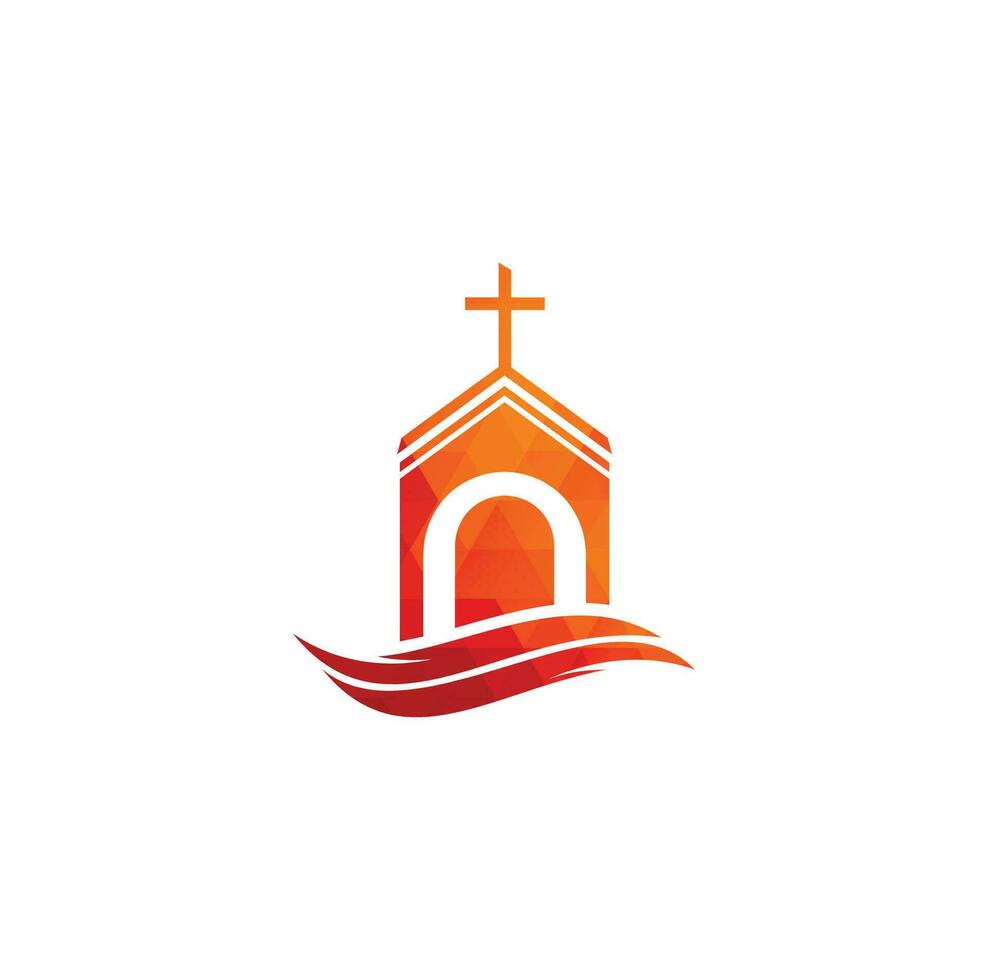 Church building logo design. Template logo for churches and Christian. Cross church building logo. vector