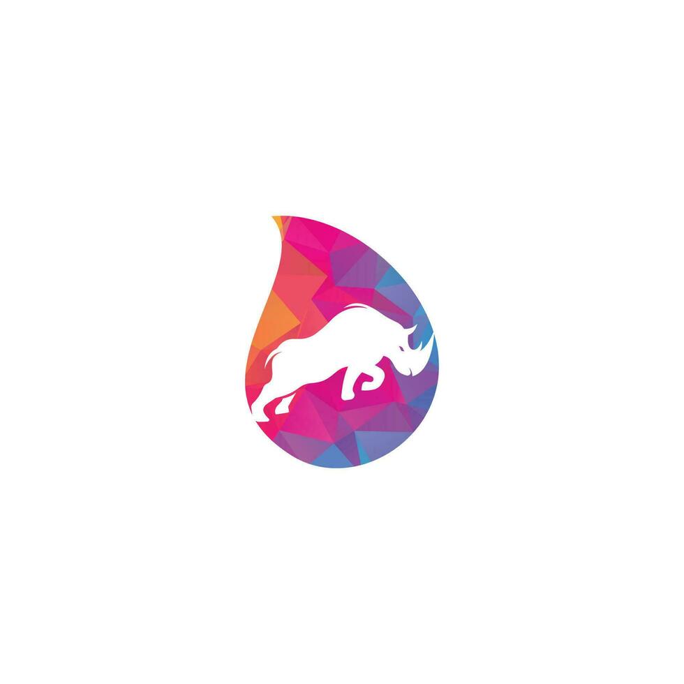 Rhino drop shape concept logo vector design. Rhinos logo for sport club or team.