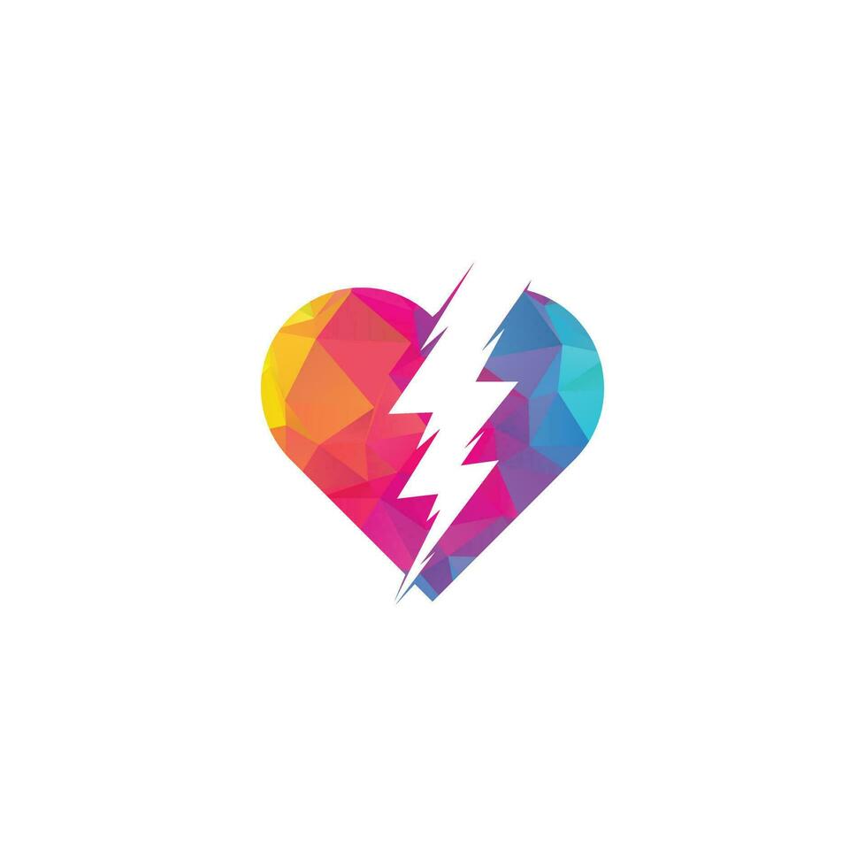 Thunder Heart Logo, Electrical sign with a Heart, Love Power Energy Logo Design Element, Lightning bolt in heart shape logo design vector