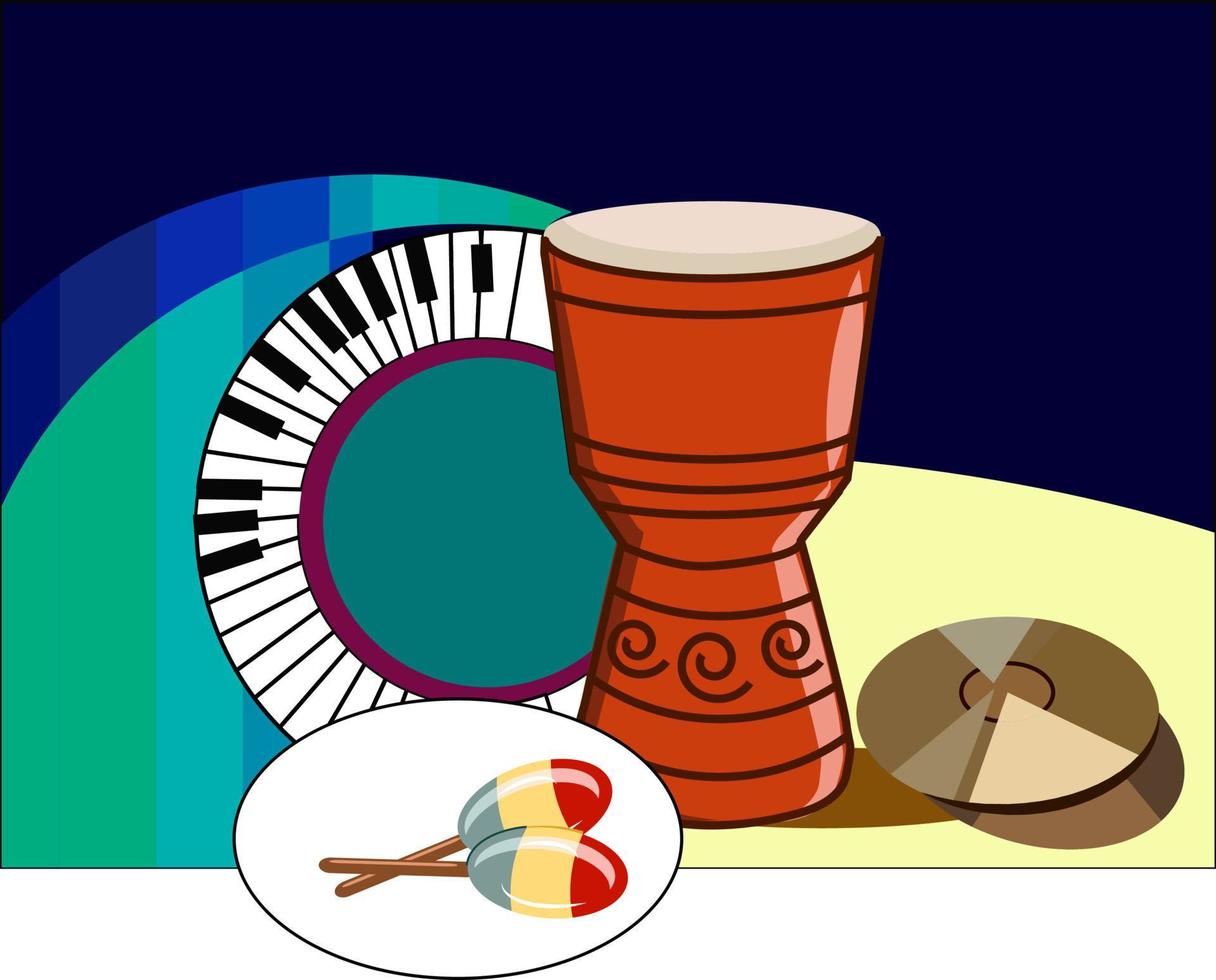 Music instruments, illustration, vector on white background.