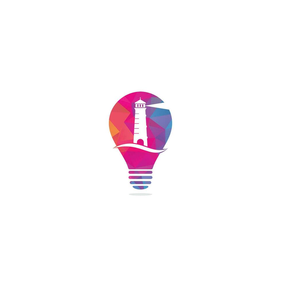 Lighthouse bulb shape concept vector logo design. Waves Lighthouse icon logo design vector template illustration.