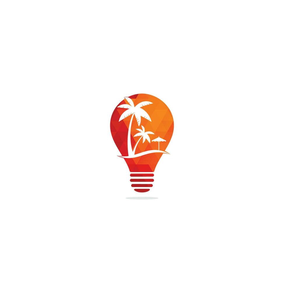 plantilla de diseño de logotipo de concepto de forma de bulbo de playa. diseños de logotipos de verano. diseño de logotipo de playa tropical y palmera vector