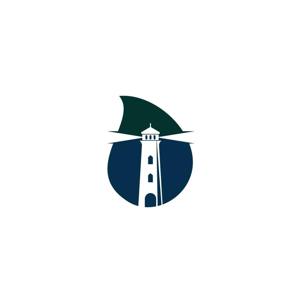 Lighthouse drop shape concept vector logo design. Lighthouse icon logo design vector template illustration.