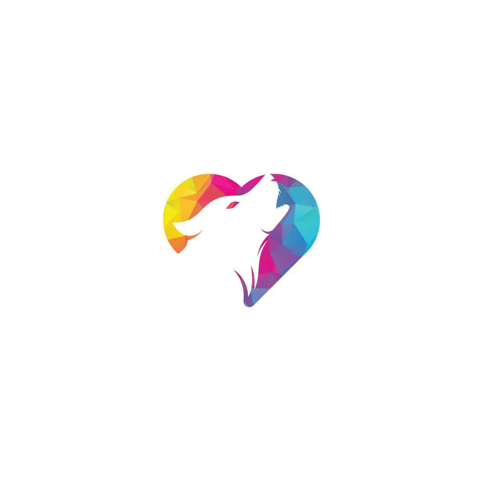 diseño del logotipo del concepto de forma de corazón de lobo. diseño de logotipo de lobo profesional moderno. vector de logotipo de cabeza de lobo