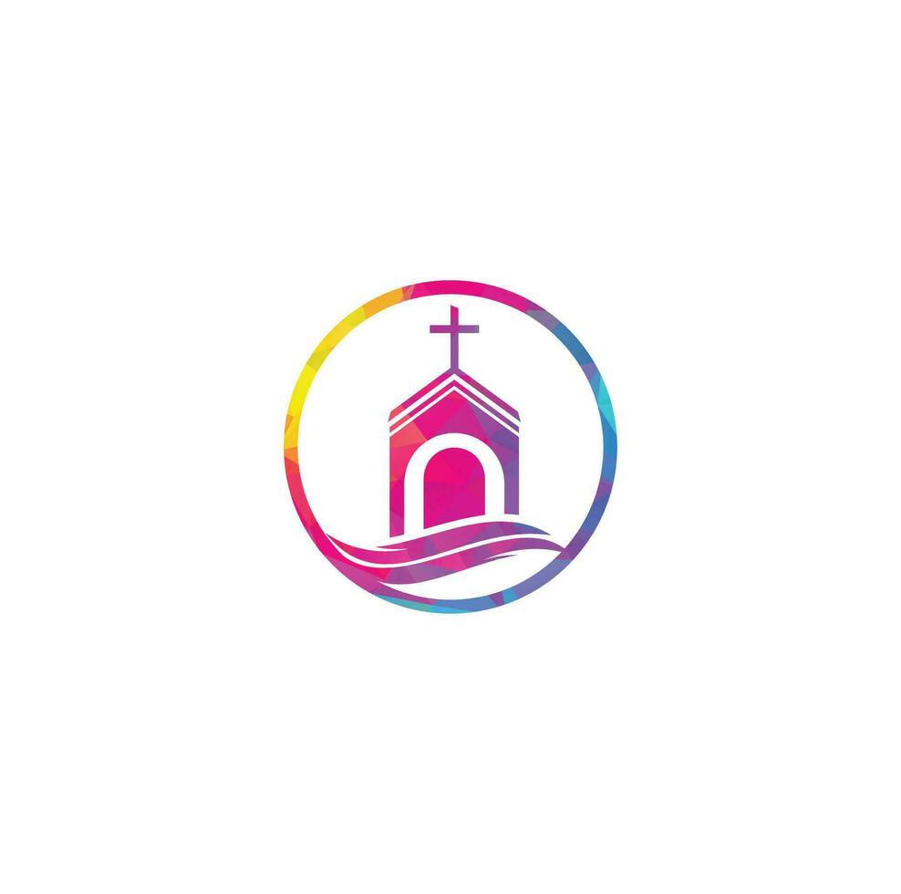 Church building logo design. Template logo for churches and Christian. Cross church building logo. vector