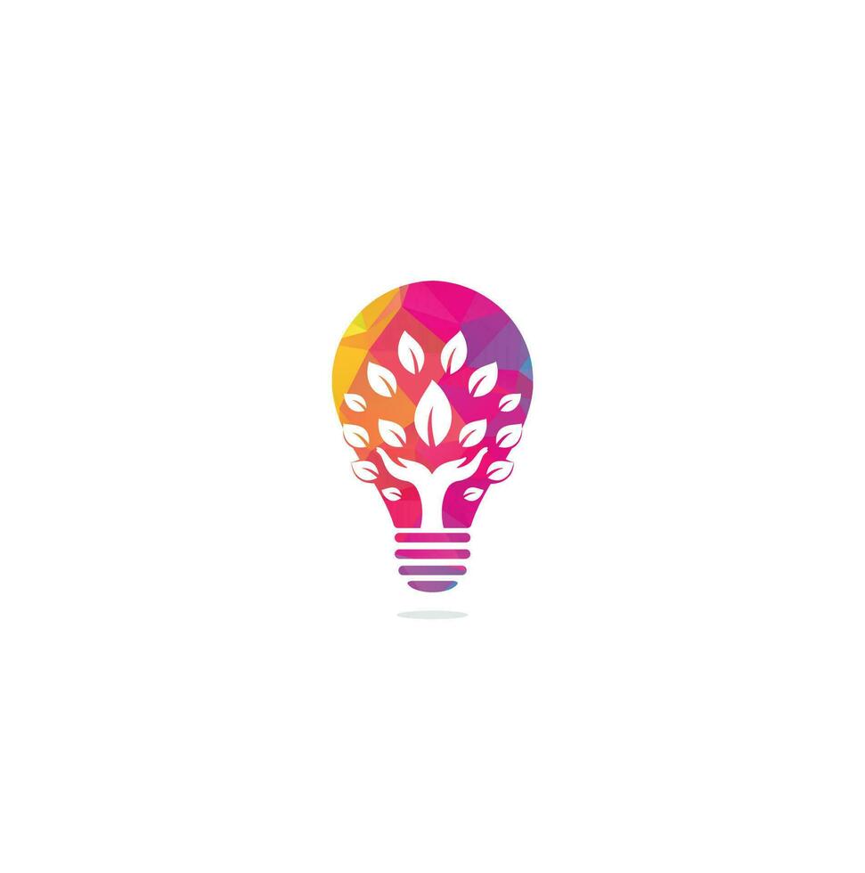 Hand tree bulb shape concept logo design. Natural products logo. vector