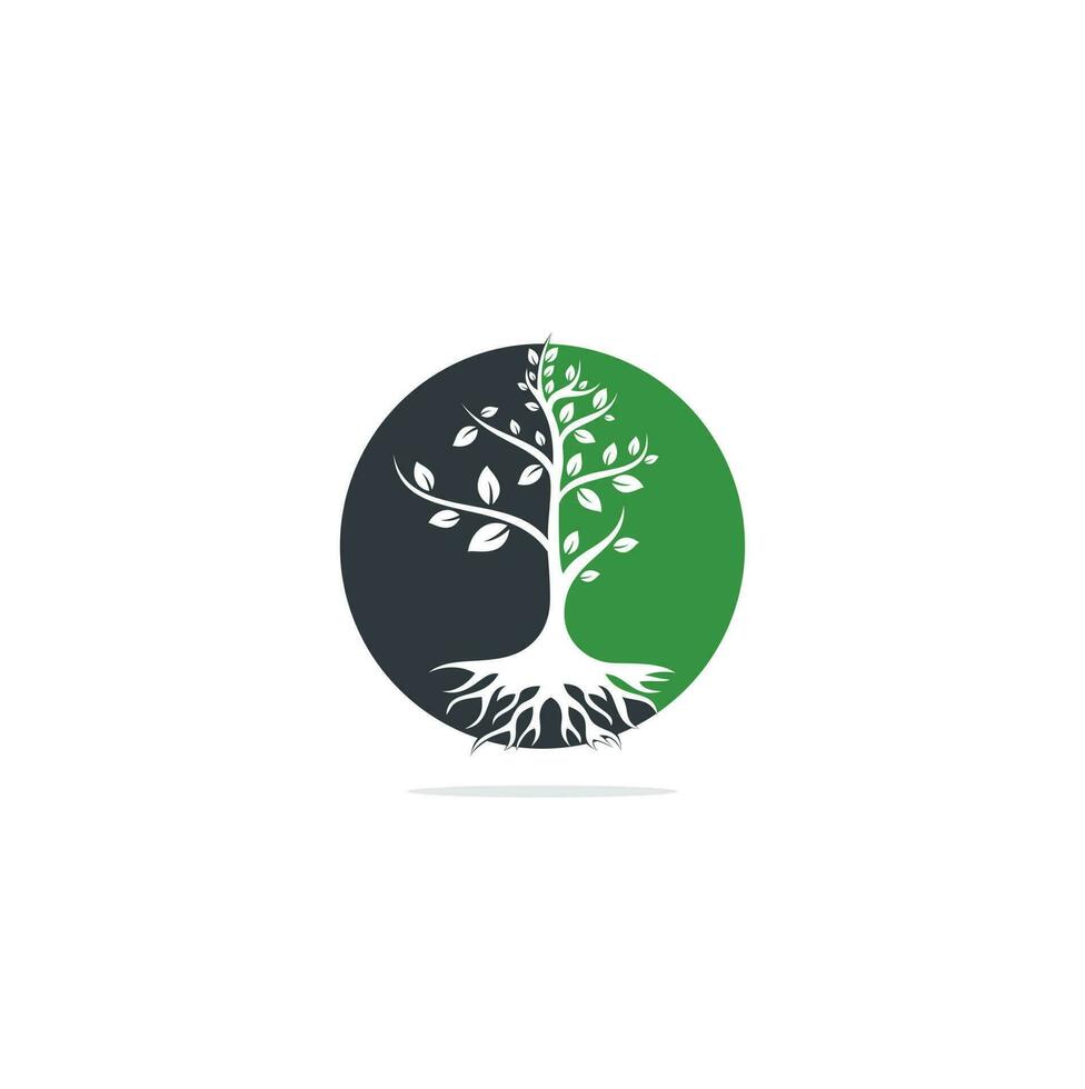 Tree Roots vector logo design. Vector tree with roots logo element.