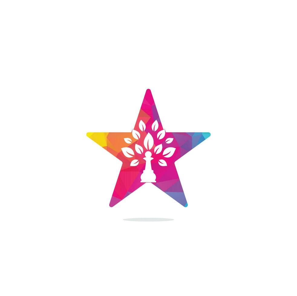 diseño de logotipo de concepto de forma de estrella de árbol de ajedrez. diseño de logotipo de vector de árbol verde. logotipo del árbol