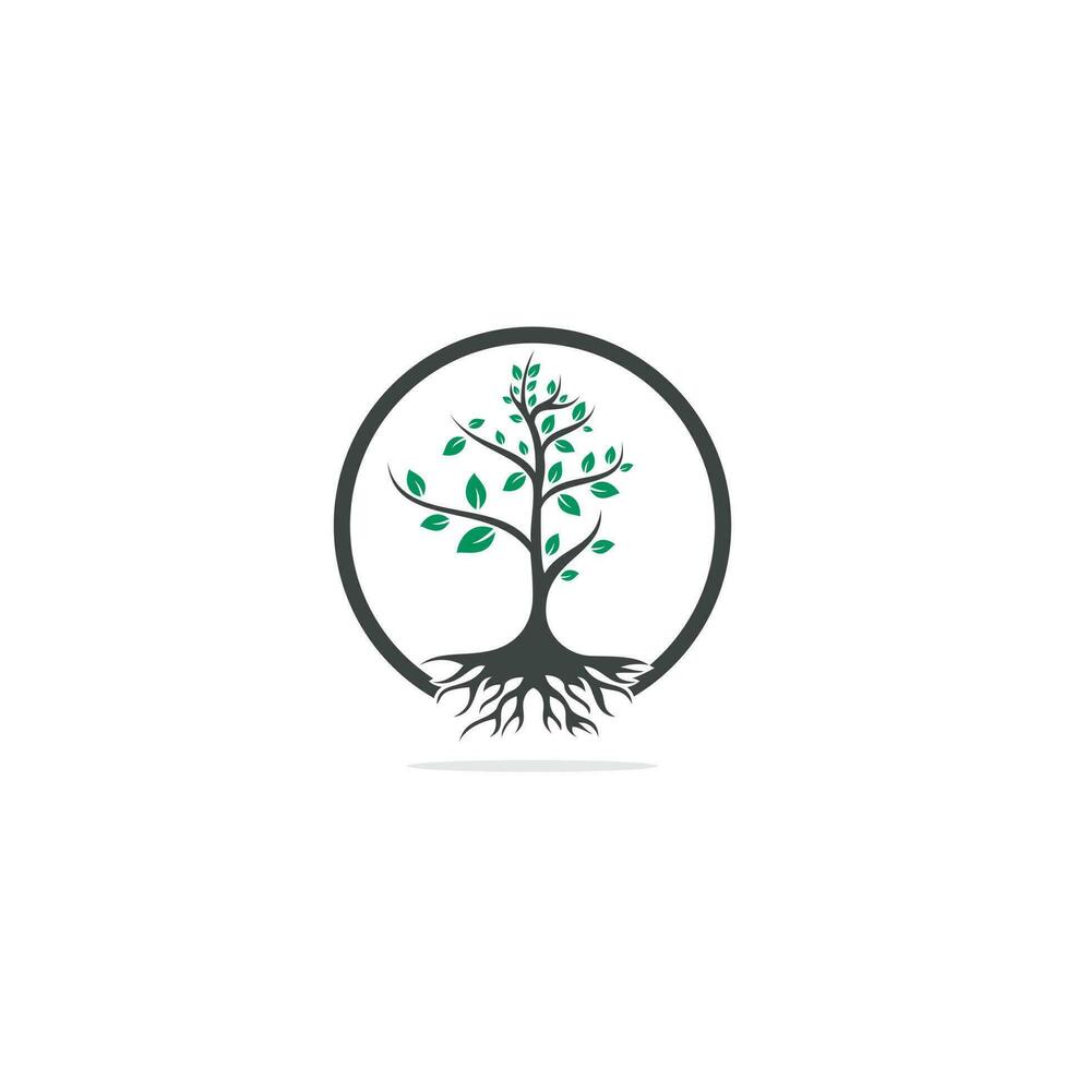 Tree Roots vector logo design. Vector tree with roots logo element.