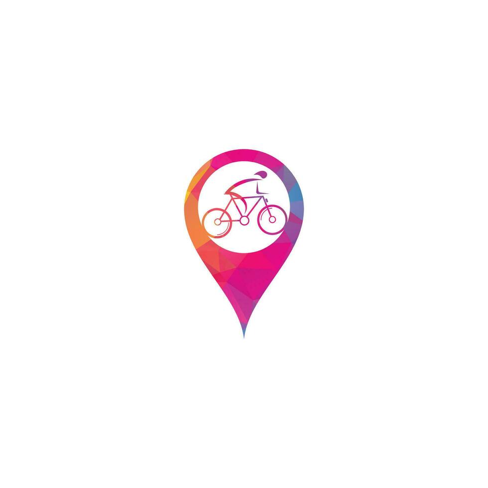 diseño de logotipo vectorial de concepto de forma de pin de mapa de bicicleta. tienda de bicicletas identidad de marca corporativa. logotipo de bicicleta. vector