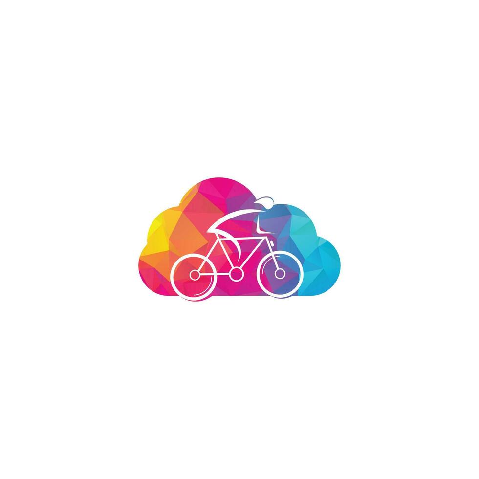 Bicycle cloud shape concept vector logo design. Bike Shop Corporate branding identity. Bicycle logo.