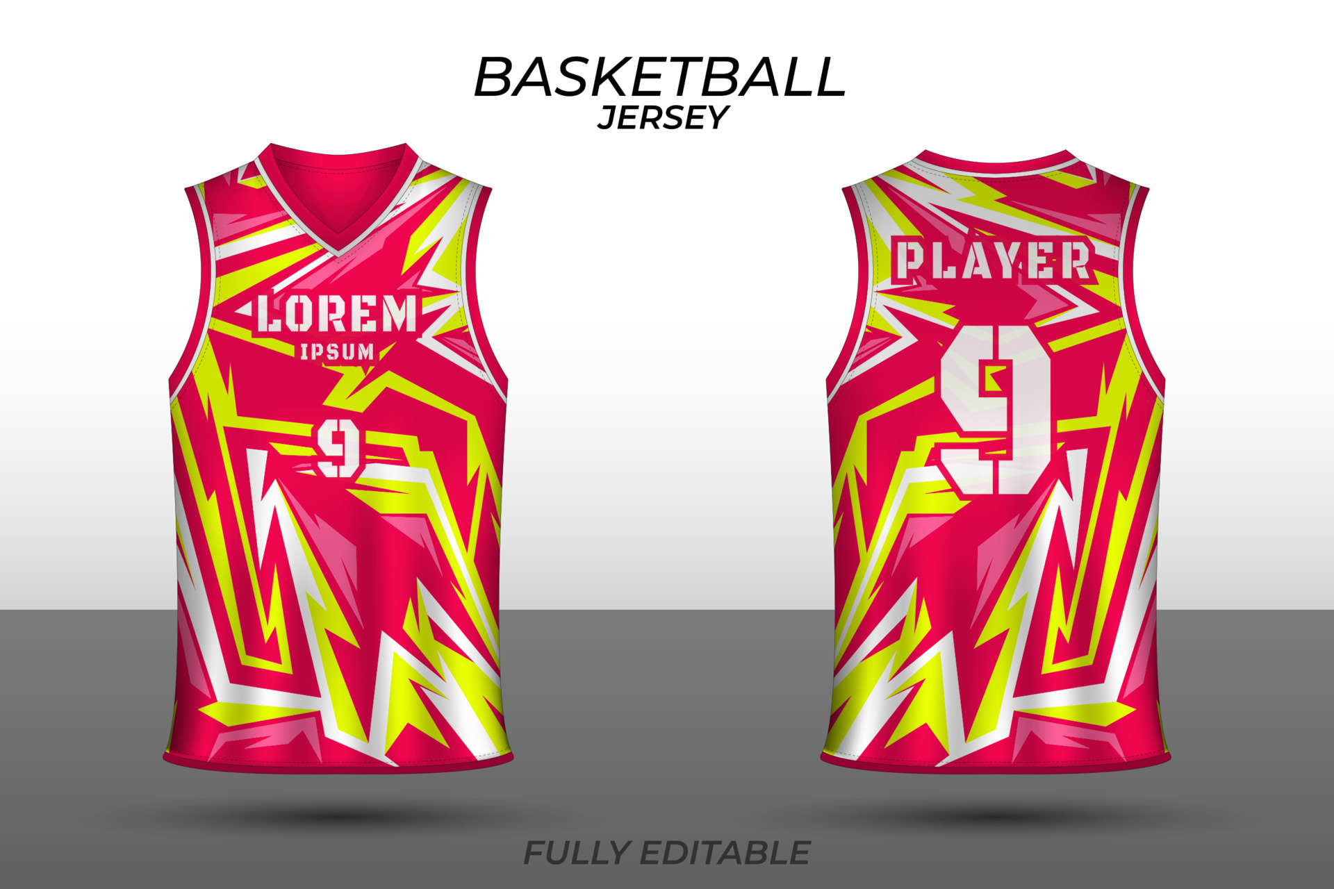 Full Sublimation Editable Basketball Jersey Template 