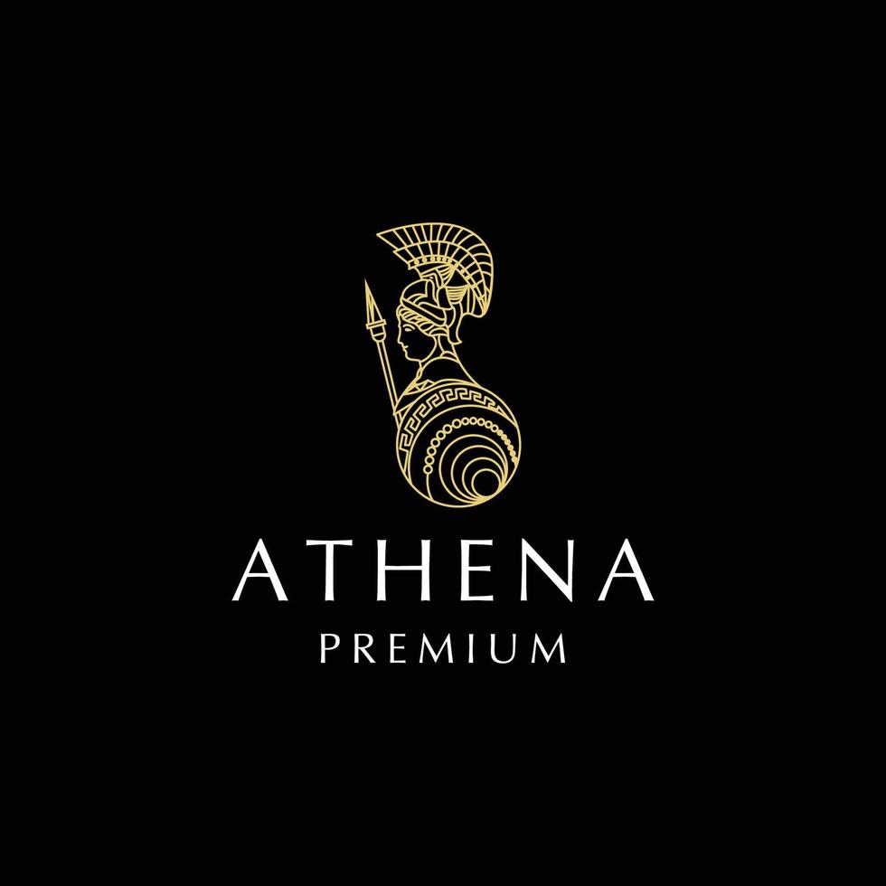 Goddess athena logo design icon template vector