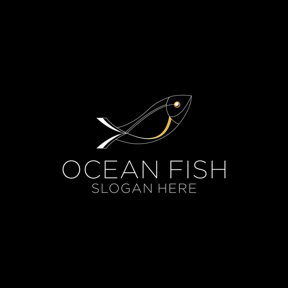 vector de diseño de icono de logotipo de pez oceánico