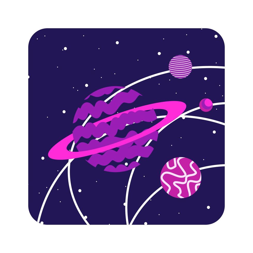 espacio de ilustración plana, luna, astronauta, purpurina púrpura vector