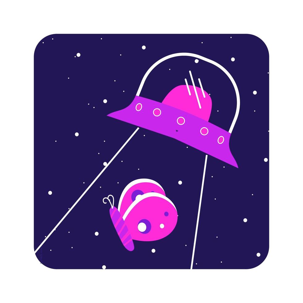 Flat illustration space, moon, astronaut, purple glitter vector