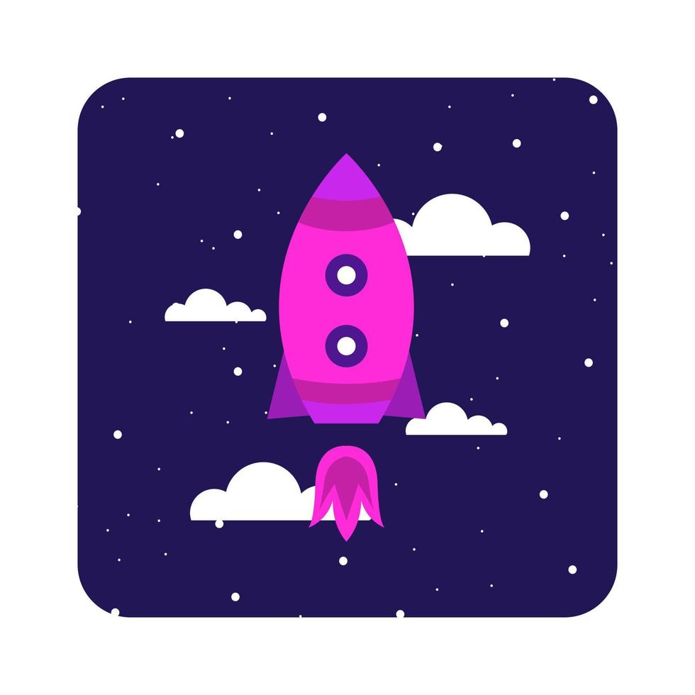 Flat illustration space, moon, astronaut, purple glitter vector