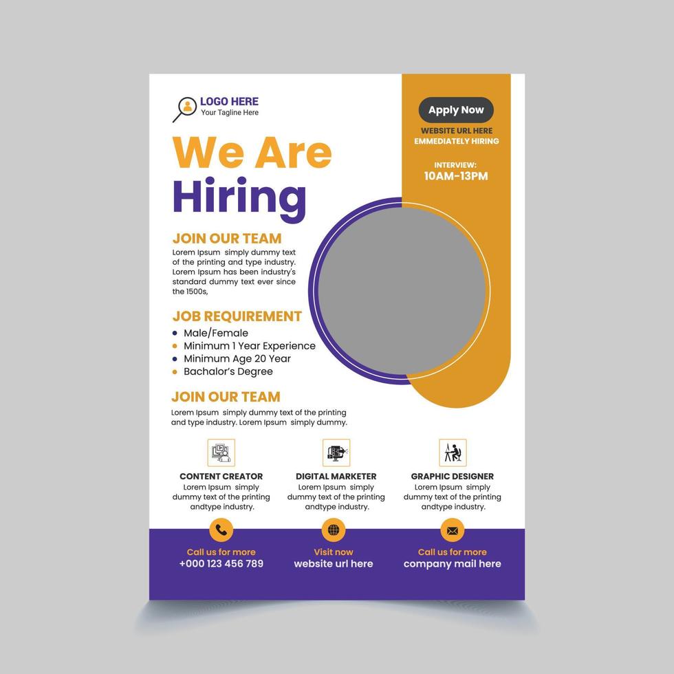 Recruitment job hiring vacancy flyer design vector