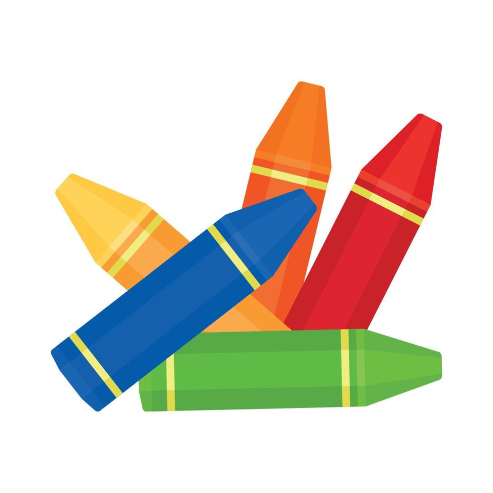 Animated Colorful Crayons for School Painting Stationery Vector