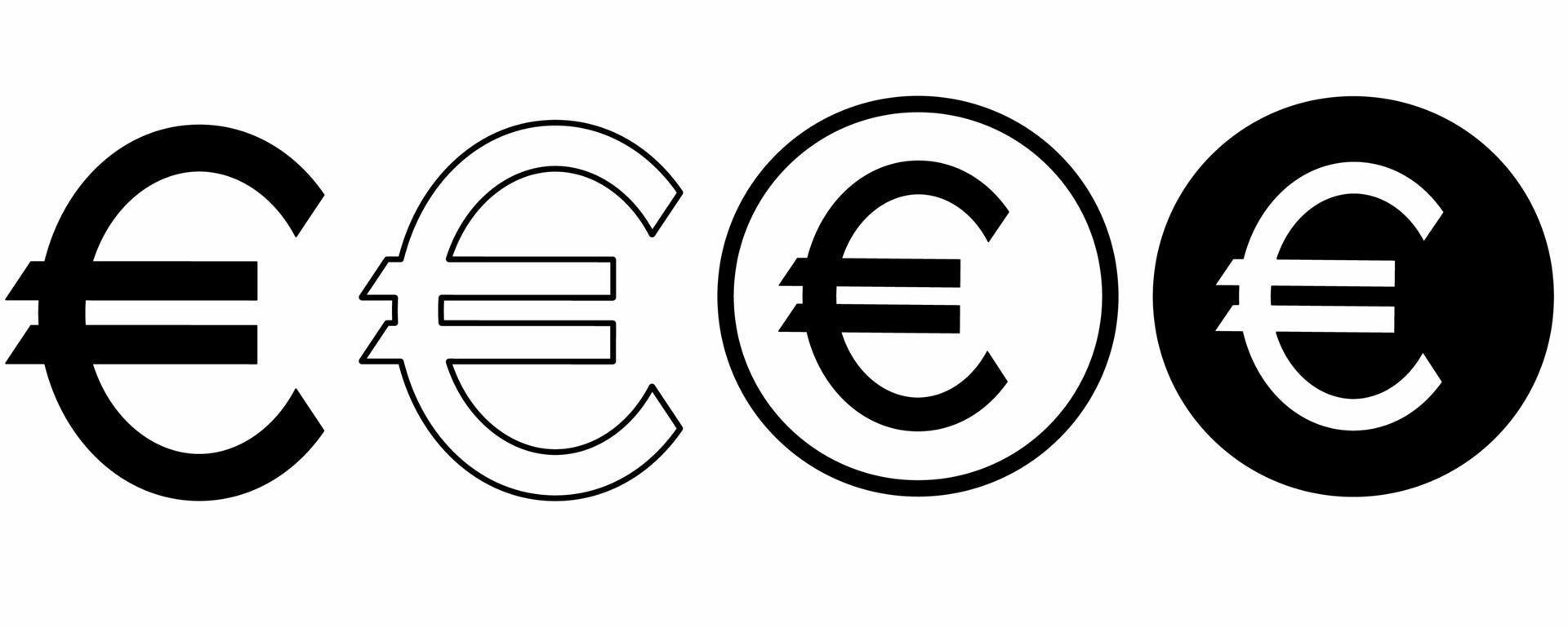 conjunto de iconos de signo de euro aislado sobre fondo blanco vector