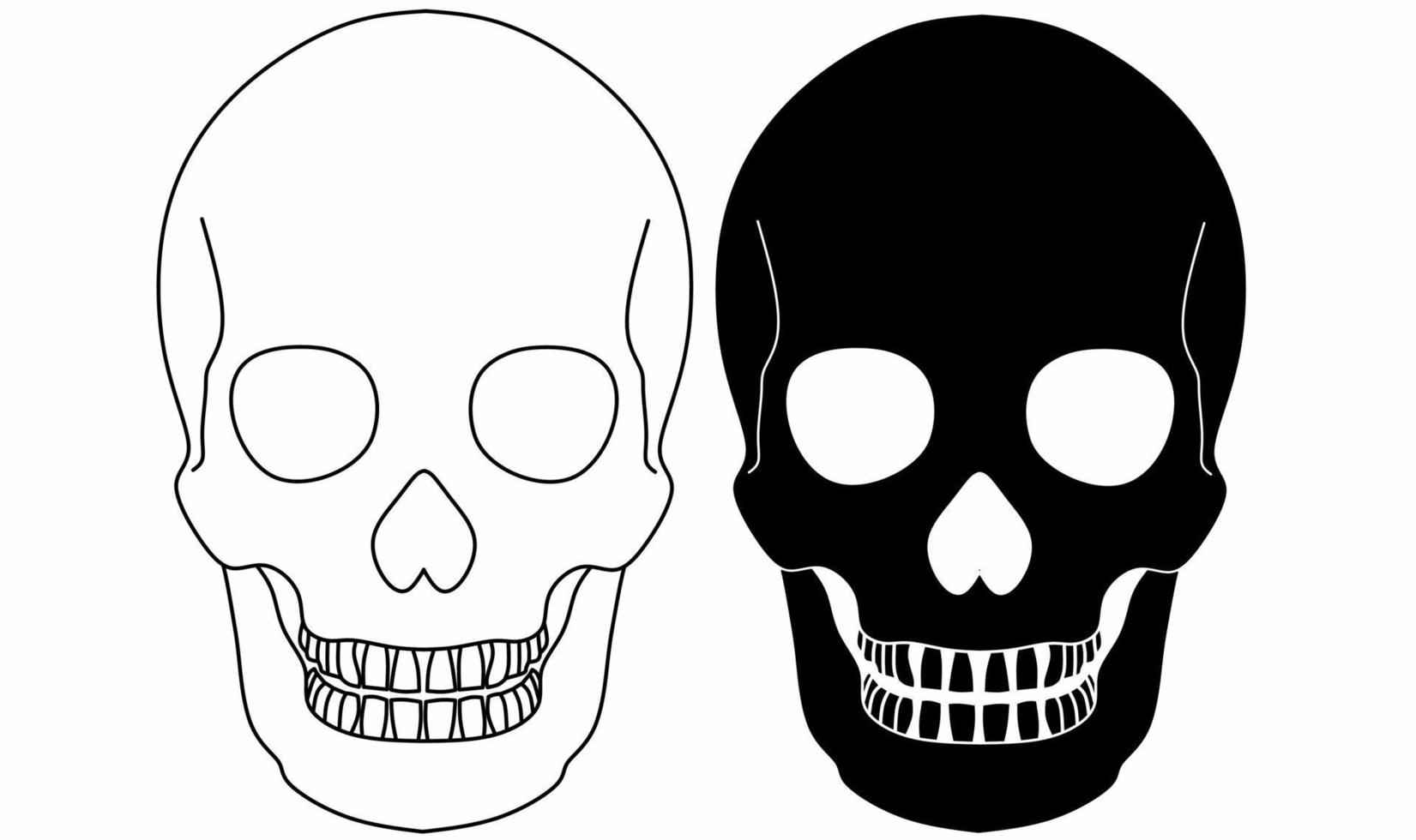 outline silhouette Skull icon set isolated on white background vector