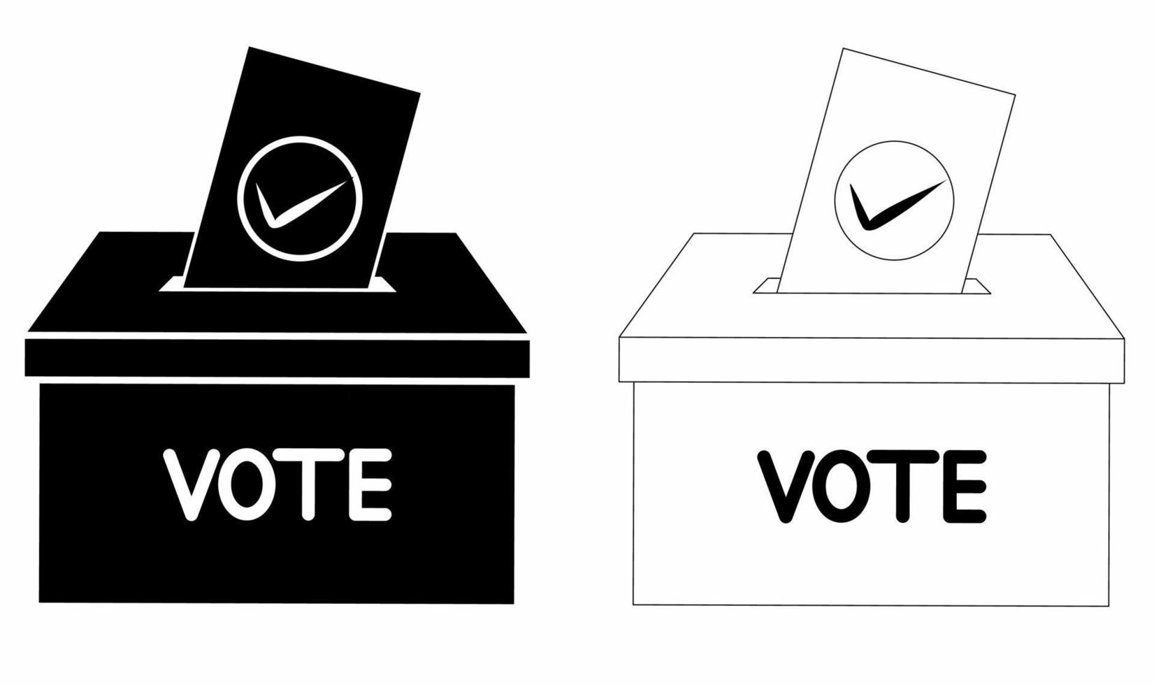 outline silhouette Voting ballot box icon set isolated on white background vector