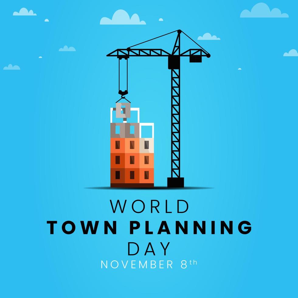 World Town Planning Day on November 08. Vector illustration of World Town Planning Day suitable for web banner, poster, card, pamflet and background.