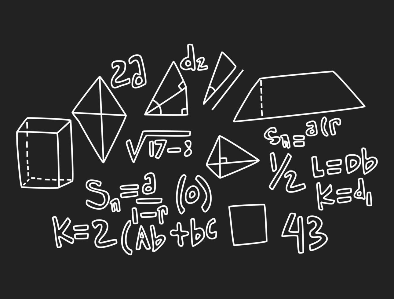 ilustración realista del fondo de la pizarra de matemáticas vector