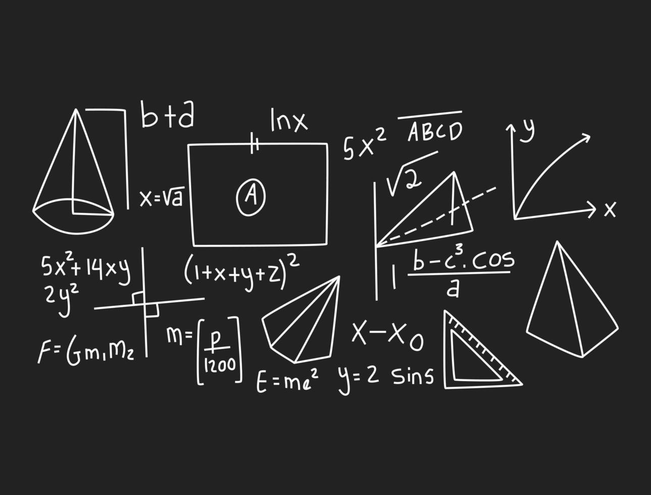 ilustración realista del fondo de la pizarra de matemáticas vector