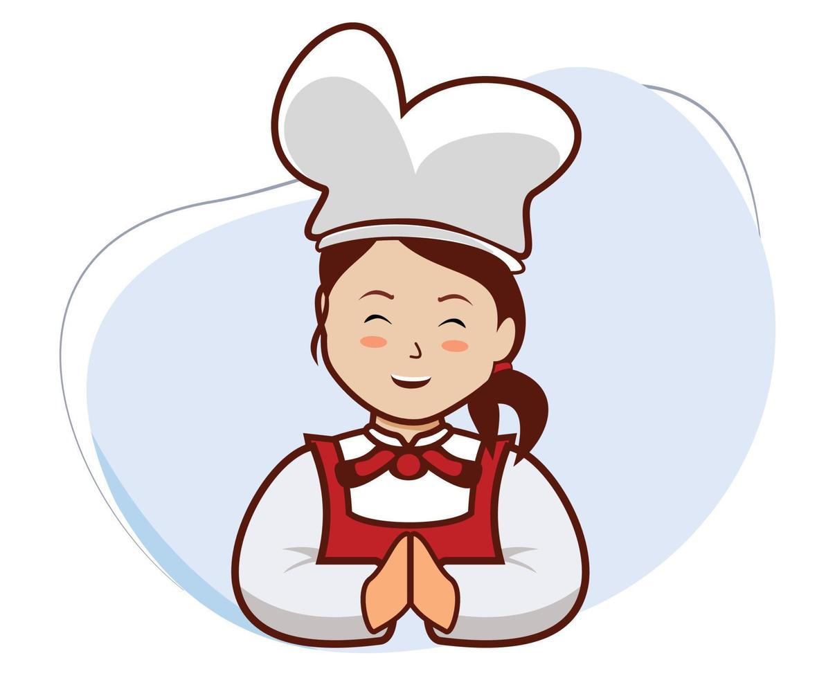 women chef logo with friendly face vector
