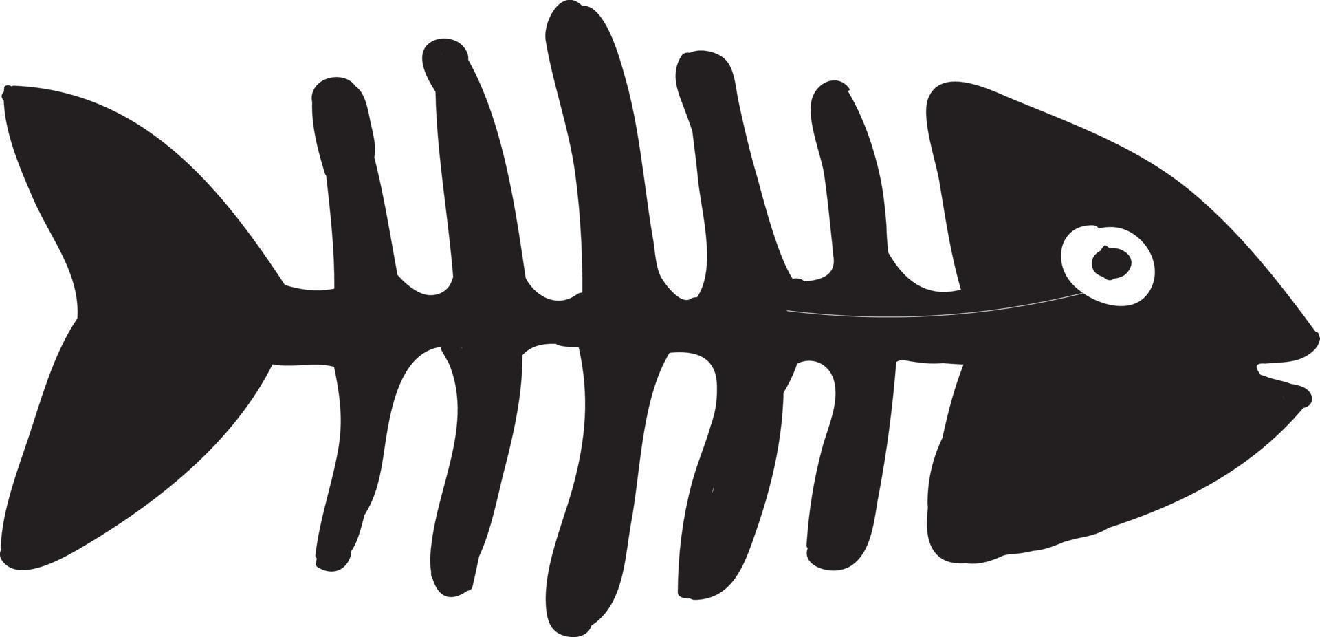 Fish bone, illustration, vector on white background.