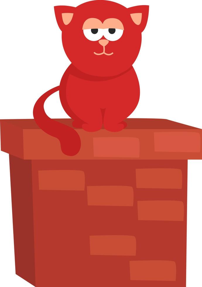 Gato callejero rojo, ilustración, vector sobre fondo blanco.