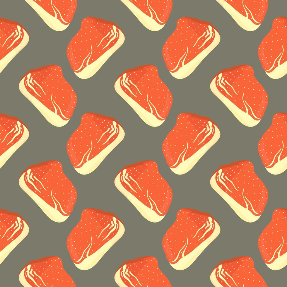 Pieces of meat,seamless pattern on brown background. vector