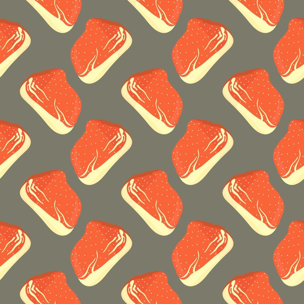 Pieces of meat,seamless pattern on brown background. vector