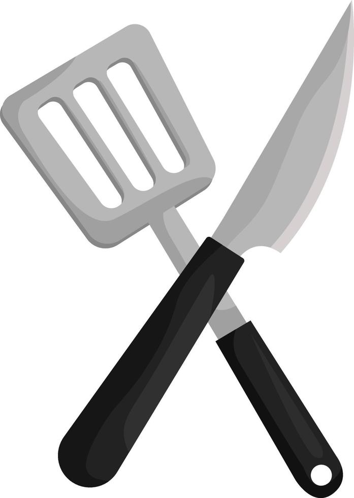 Knife and spatula, illustration, vector on white background.