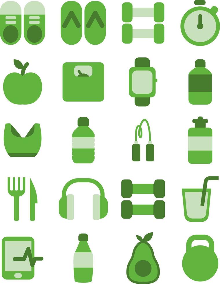 Healthy lifestyle icon set, illustration, vector on a white background.