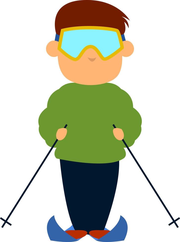 Skier, illustration, vector on white background.