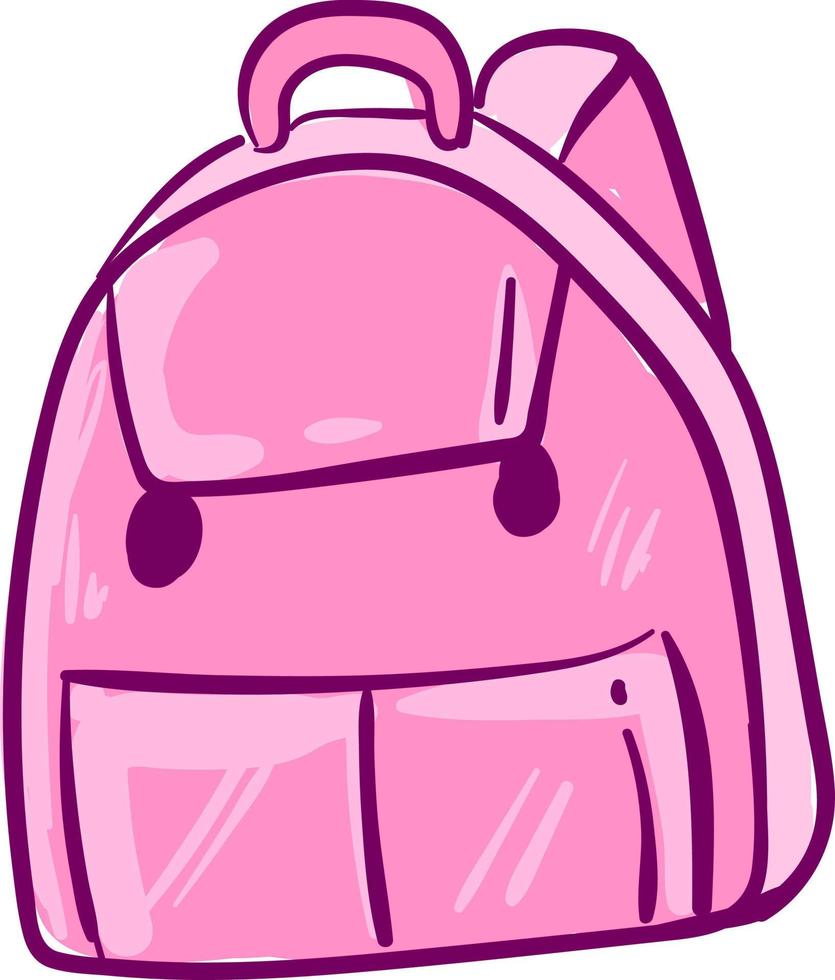 Cute pink backpack, illustration, vector on white background.