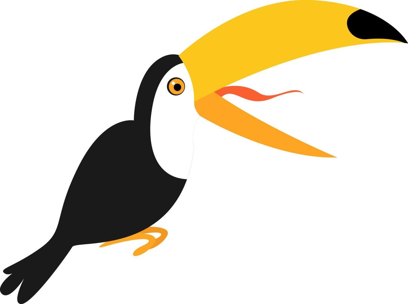 Singing toucan, illustration, vector on white background.