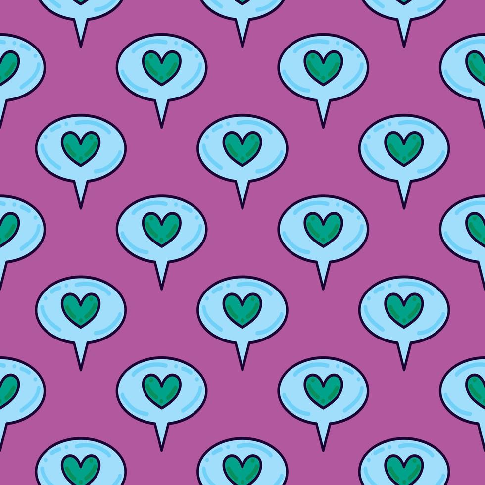 Blue love bubble,seamless pattern on purple background. vector