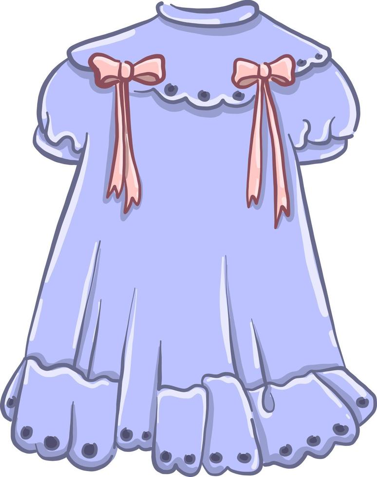 vestido azul, ilustración, vector sobre fondo blanco